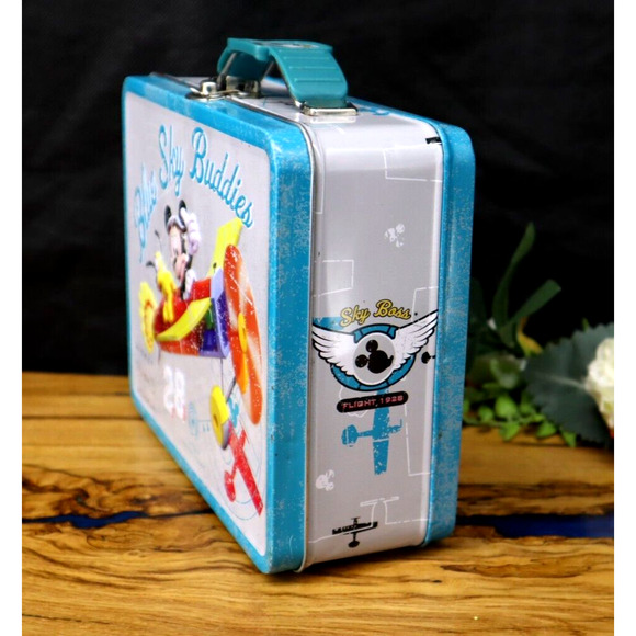 Mickey Mouse Metal Lunch Box Blue Sky Buddies Mickey Flight Academy 2011 Disney - Picture 7 of 8